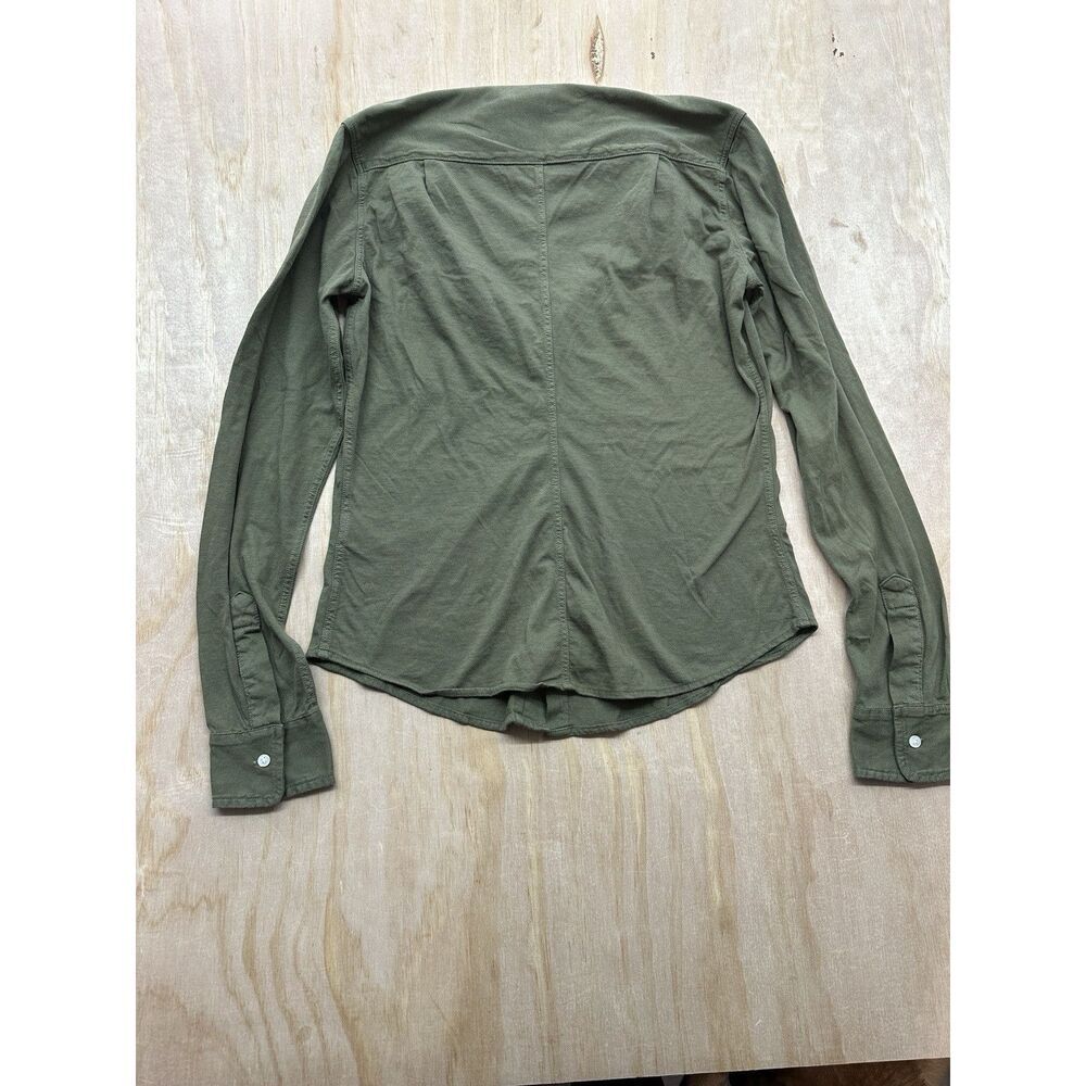 NEW Frank & Eileen Barry Relaxed button up Shirt in Army SZ XS Jersey Knit - Picture 4 of 4